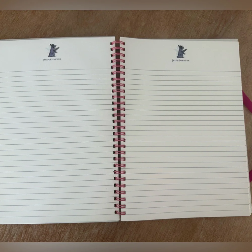 Juicy Couture Spiral Notebook Lined Pages with Pink Spiral and Band Retro Y2K